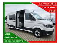Volkswagen Crafter L3H2 *85900zł NETTO* Brygadówka 7 osób 2.0TDi/140KM  Klimatyzacja, Tempomat, 2x Airbag, Czujniki parkowania
