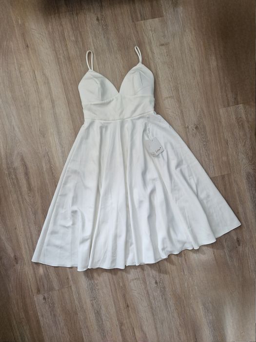 Nowa sukienka midi lou Opheila L 40 ecru poprawiny ślub Panna młoda