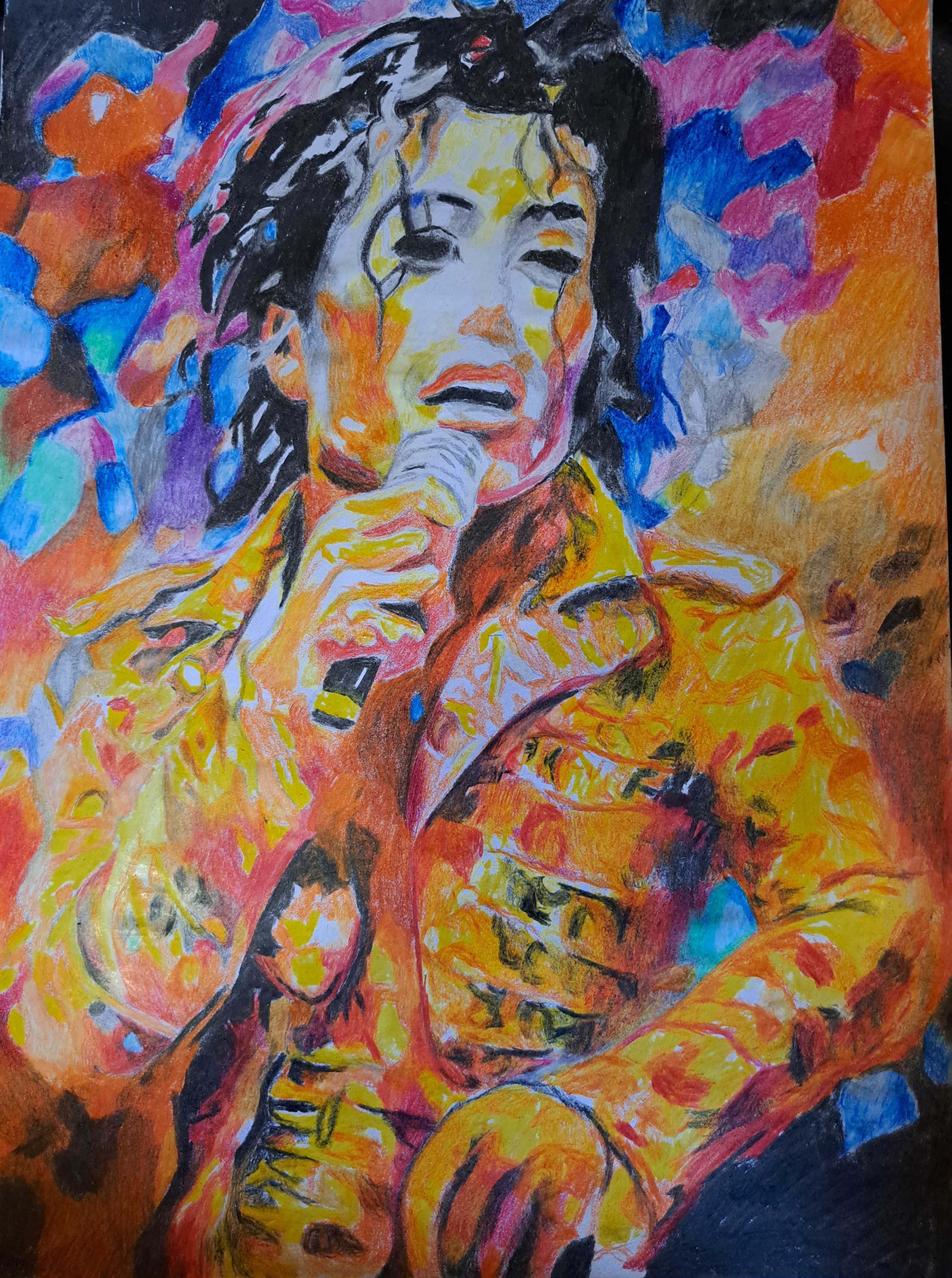 Obraz wykonany kredkami Michael JACKSON, rozmiar A3