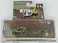 1943 Willys MB Jeep & 1-4 Ton cargo Trailer Hitch & Tow 1/64 Greenligh