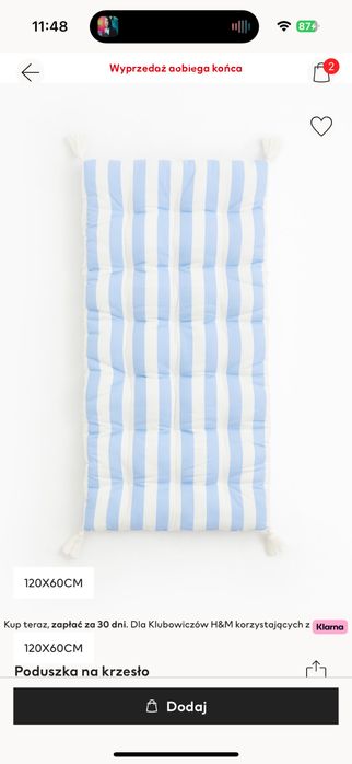 Materac h&m 120x60 cm