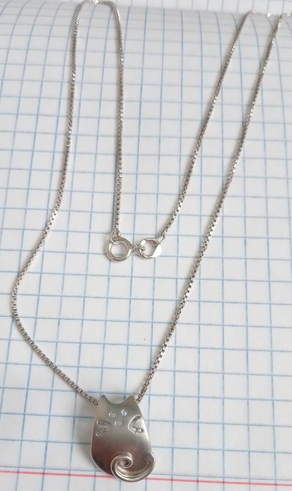 Підвіс кулон "Котик" з ланцюжком срібло 925 проба, Вінтаж