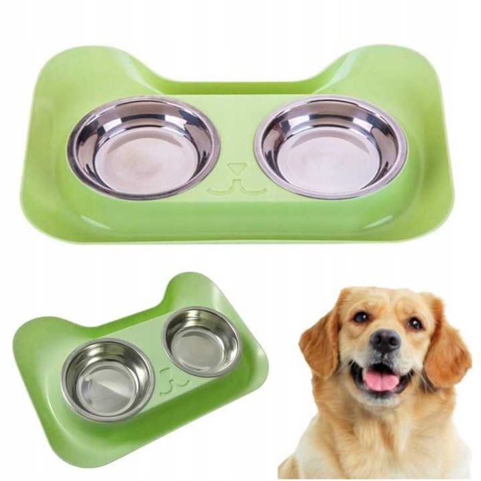 MISKA PODWÓJNA dla KOTA PSA NIECHLAPIĄCA Podstawka pod Miski 2 x 200ml