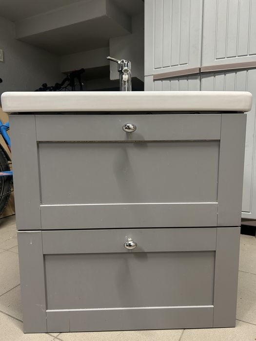 Zestaw do lazienki, szafka z umywalką i slupek Ikea Enhet/Tvallen