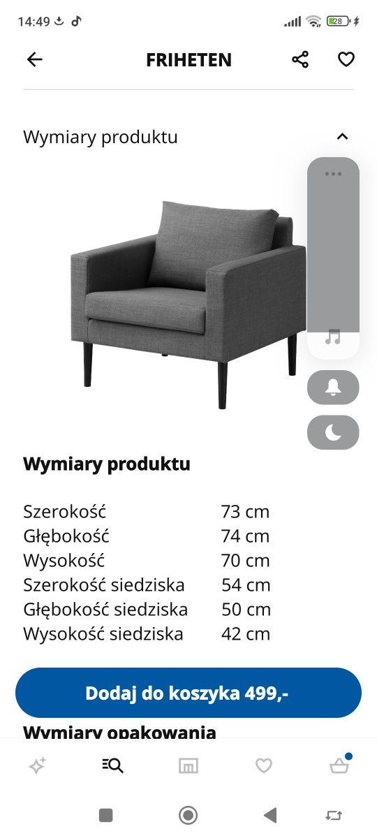 Fotel szary  Friheten  Ikea