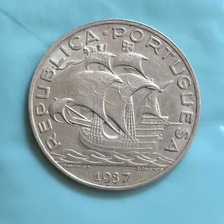 moeda 10 escudos 1937 - prata
