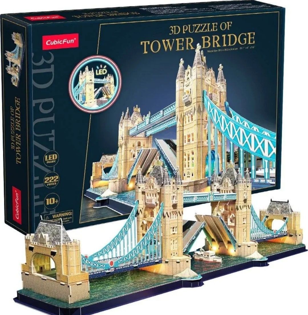Puzzle 3D Cubic Fun Most zwodzony TOWER BRIDGE LED 222 elementy - L531