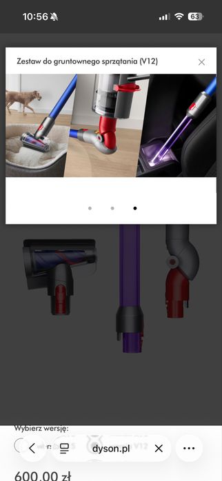 DYSON zestaw do gruntownego sprzątania V12