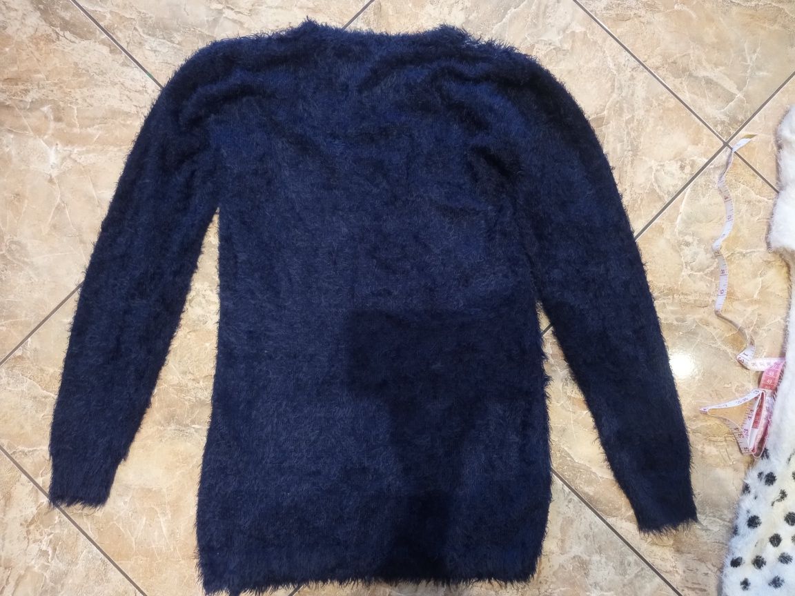 Sweter włochacz XS/S dlugi granat