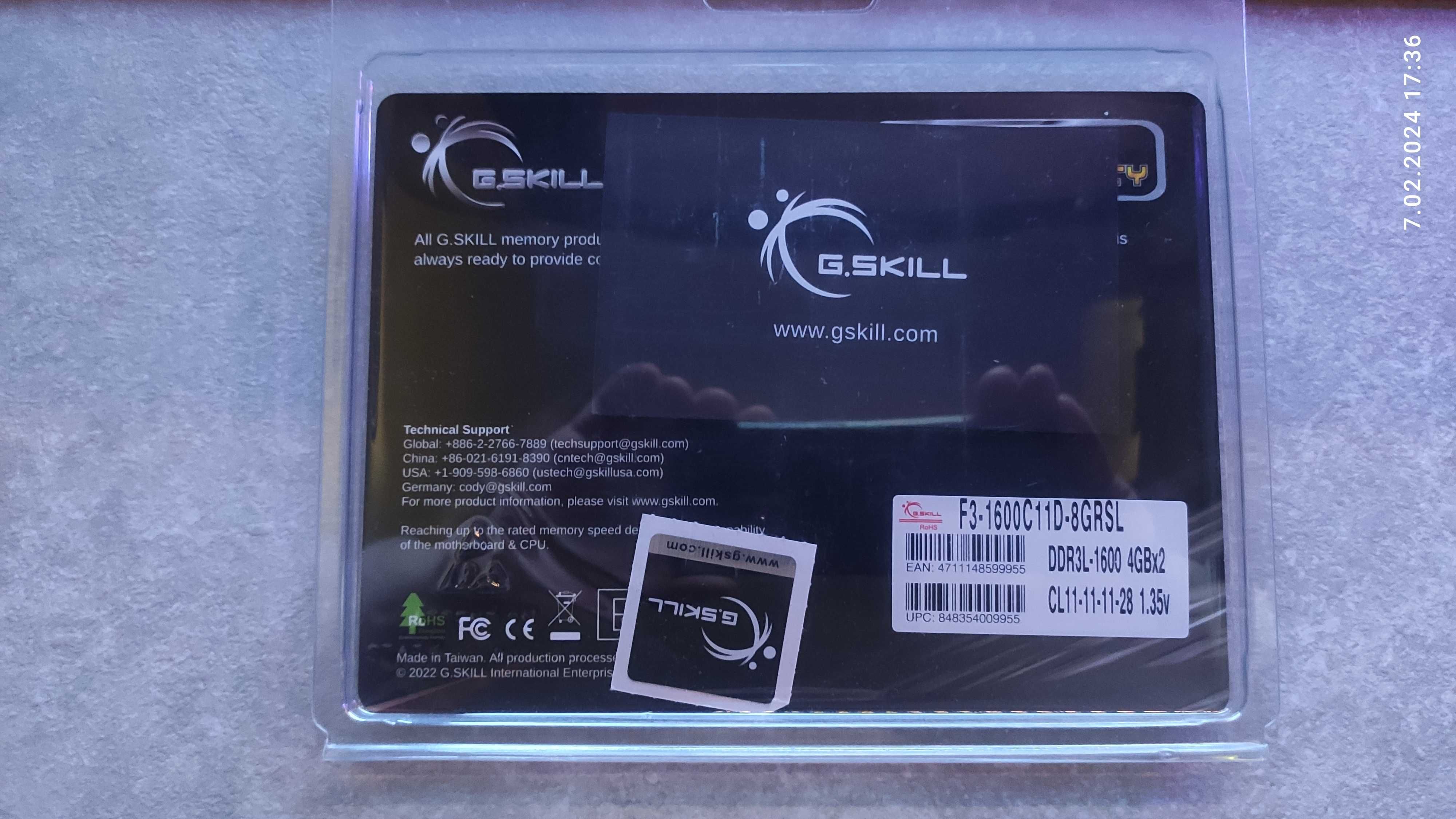 Pamięć RAM laptoptop - G.Skill 8GB DDR3-1600 F3-1600C11D-8GRSL