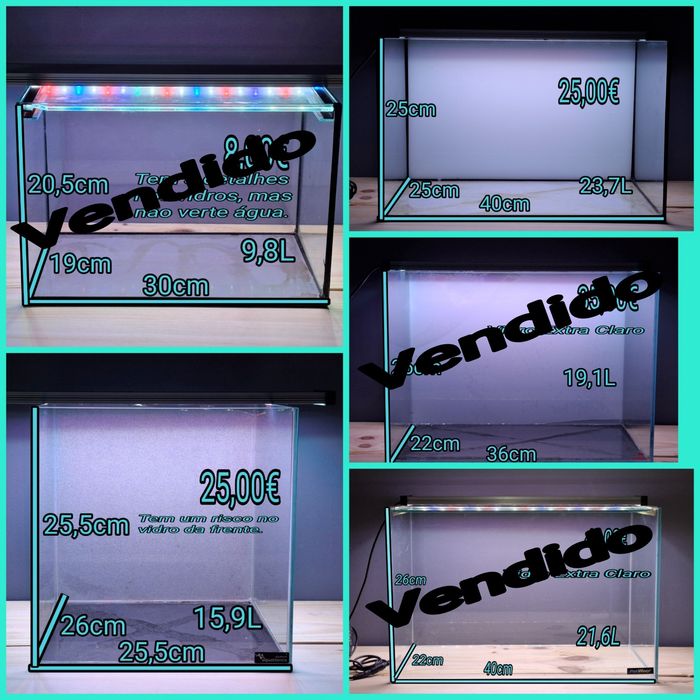 Aquário vidro extra claro e vidro comum