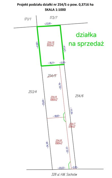 Działka budowlana 1002m² Lublin ul. Sahsów 32