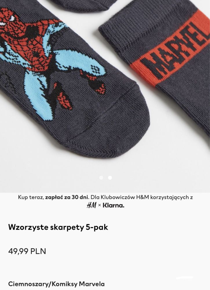 H&M zestaw Skarpetki 5 pack NOWE Marvel