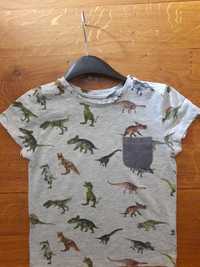 Rebel t - shirt popiel cotton dinozaury z kieszonką r 5 - 6 l i 116 cm