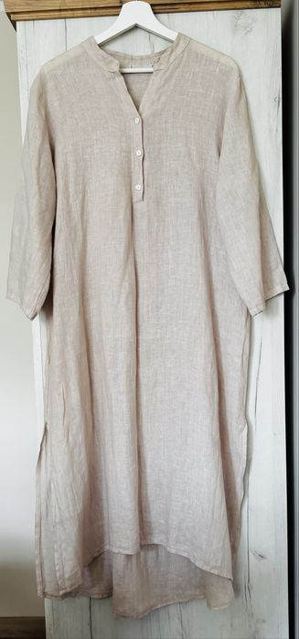 Sukienka beżowa len 100%
