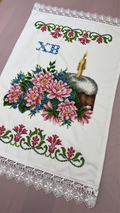Вишитий рушник на Великодній кошик. Рушник на Паску