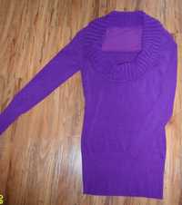 długi fioletowy sweter rozmiar S stan bdb