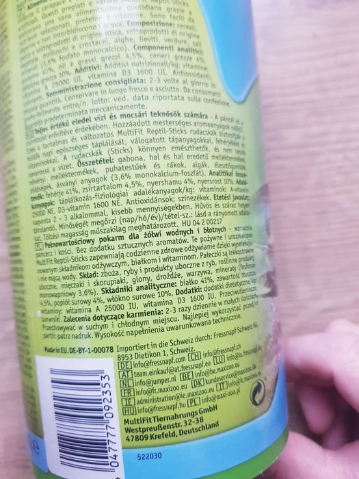 Karma pokarm dla żółwi wodnych i błodnych 1000ml Multi Fit Reptil