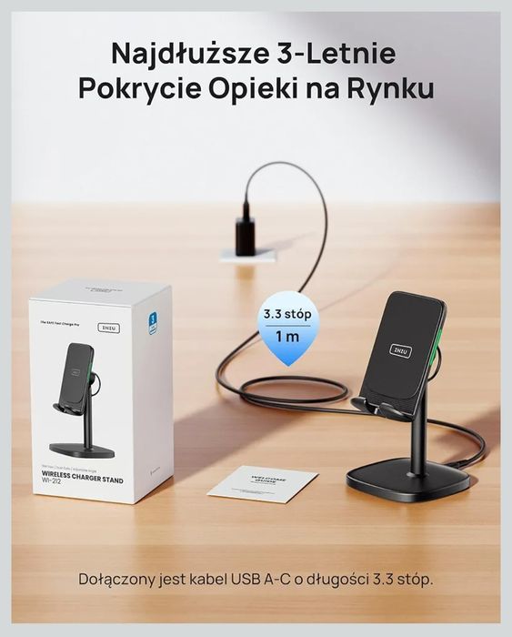 INIU Bezprzewodowa Ładowarka Stojąca, 15W Indukcyjna