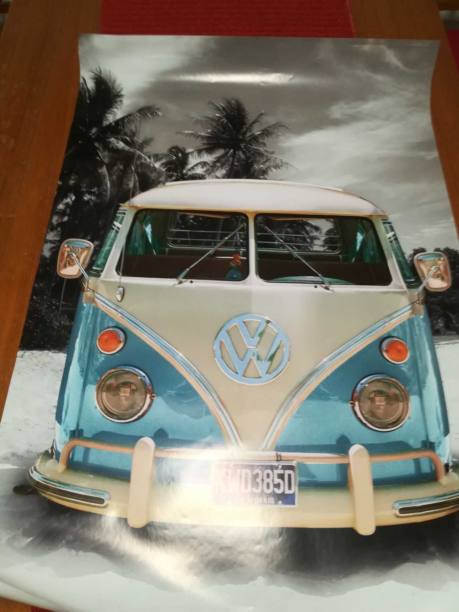 VW camper, plaża, plakat (60 x 90 cm)