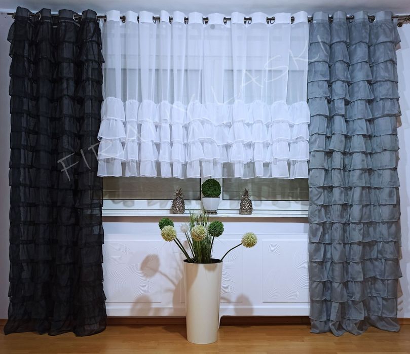 Firana gotowa 400x130 falbanki przelotki