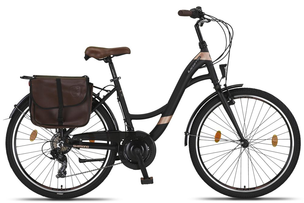 Niemiecki rower miejski 26" LICORNE BIKE STELLA PLUS czarna ALU SAKWY