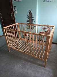 Drewniane łóżeczko dziecięce 120x60 sosna, regulacja wysokości