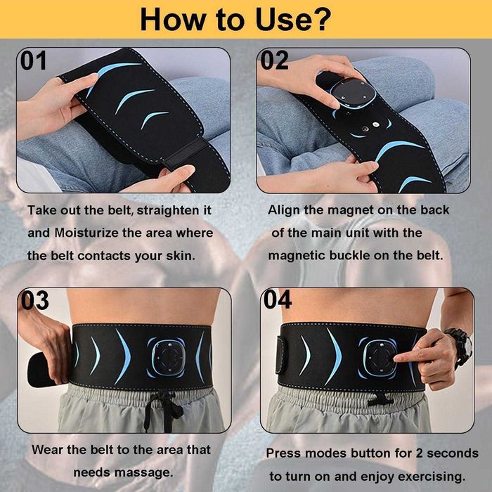 Urządzenie treningowe EMS Yonars, ABS Trainer, stymulator, pas+opaski