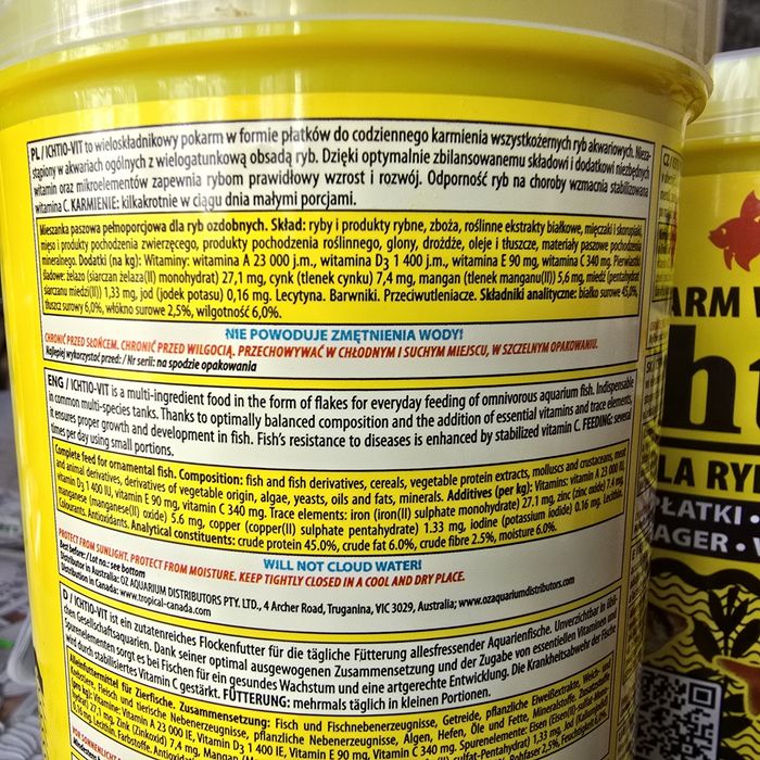 Sprzedam pokarm (karmę) płatki dla rybek akwariowych. Ichtio vit