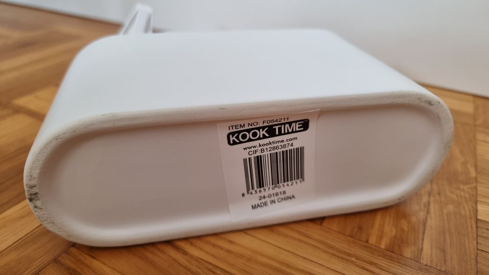 Ceramiczny dzwonić na mydło, płyn z miejscem na gąbkę biały