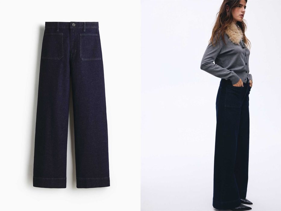 Spodnie dżinsowe 40 nowa kolekcja granatowe Wide High Jeans PROMOCJA