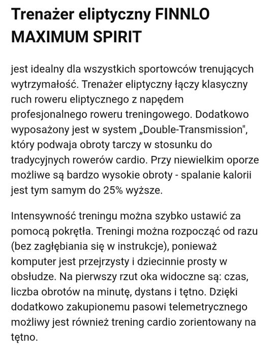 Orbitrek profesjonalny finnlo MAXIMUM SPIRIT typ3955 (jak nowy)