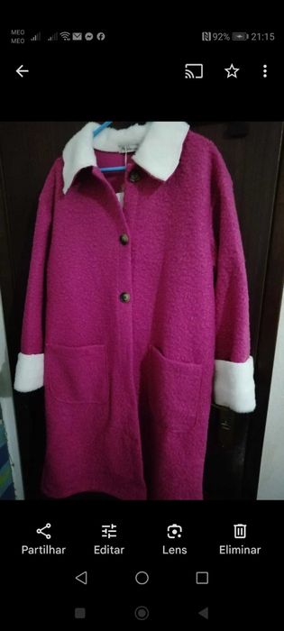 Casaco estilo tedy rosa fúcsia