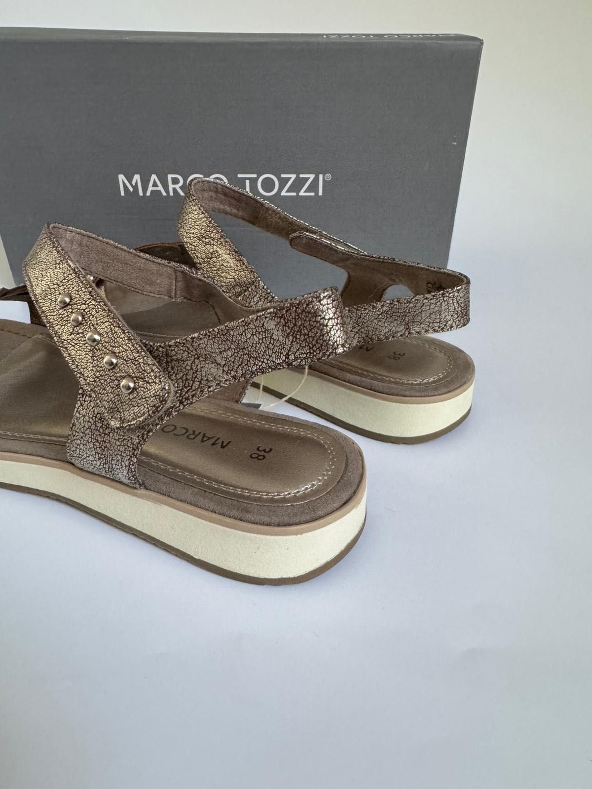 Nowe damskie sandały MARCO TOZZI złote 38