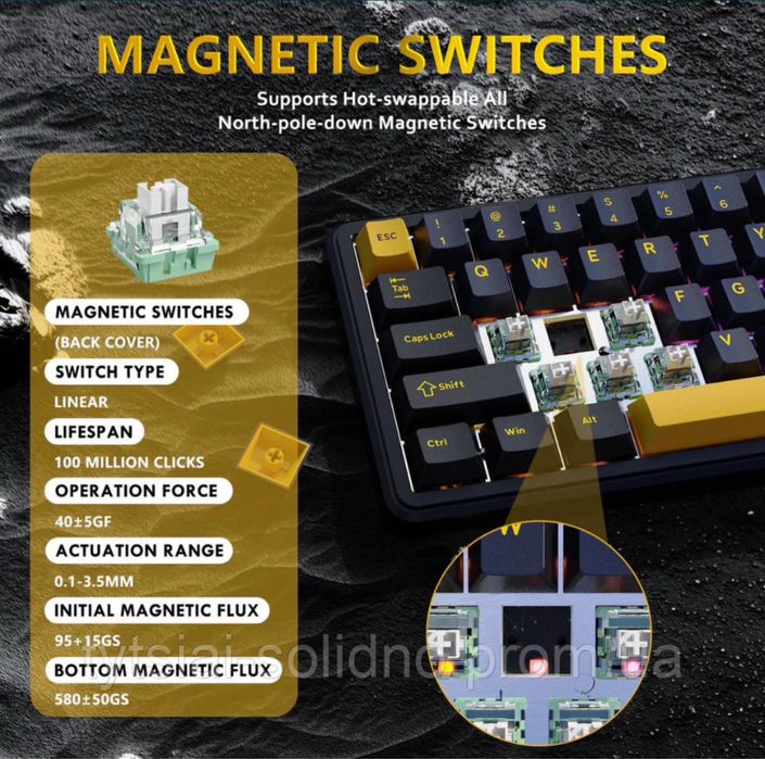 Механічна ігрова магнітна клавіатура Attack Shark X65 HE 8000 Гц