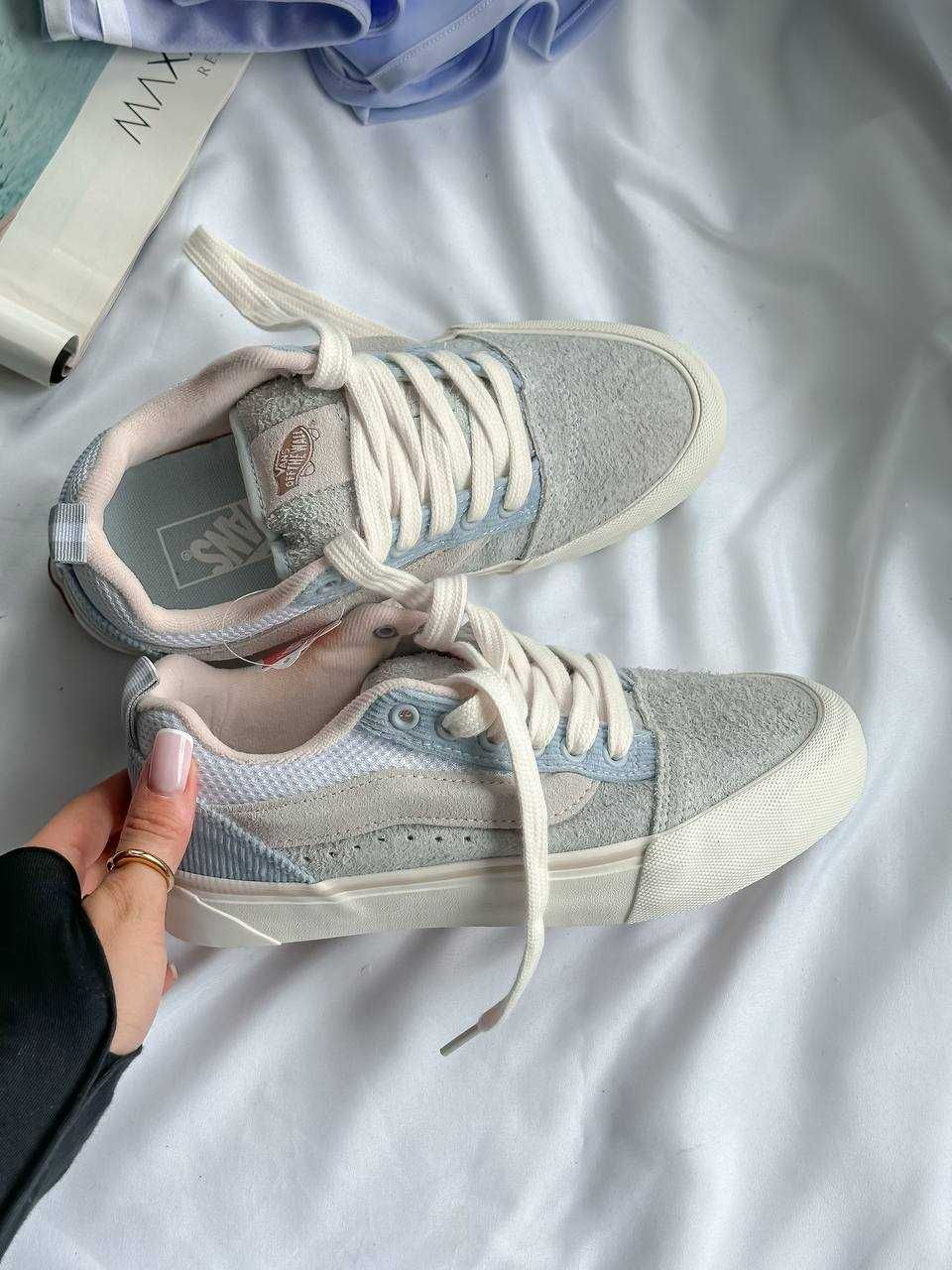 36р Кеди Vans KNU School Light Blue Premium ванс венс блакитні білі