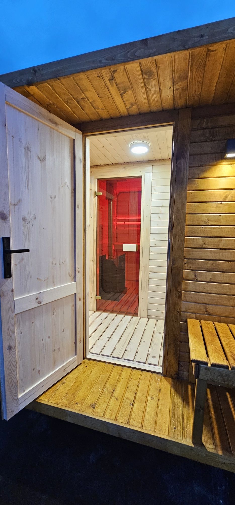 Sauna ogrodowa piec Harvia NOWA PRZEDSIONEK na zamówienie