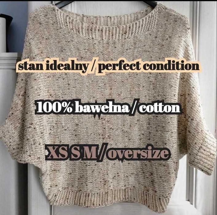 xs s m oversize krótki lekki sweterek włoski nietoperz kimono petite