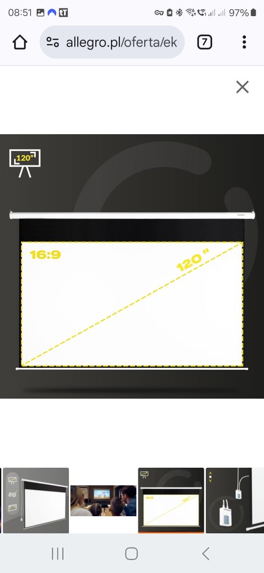 Projektor 3D Optoma HD28i +ekran 120cali i 3 pary okularów
•