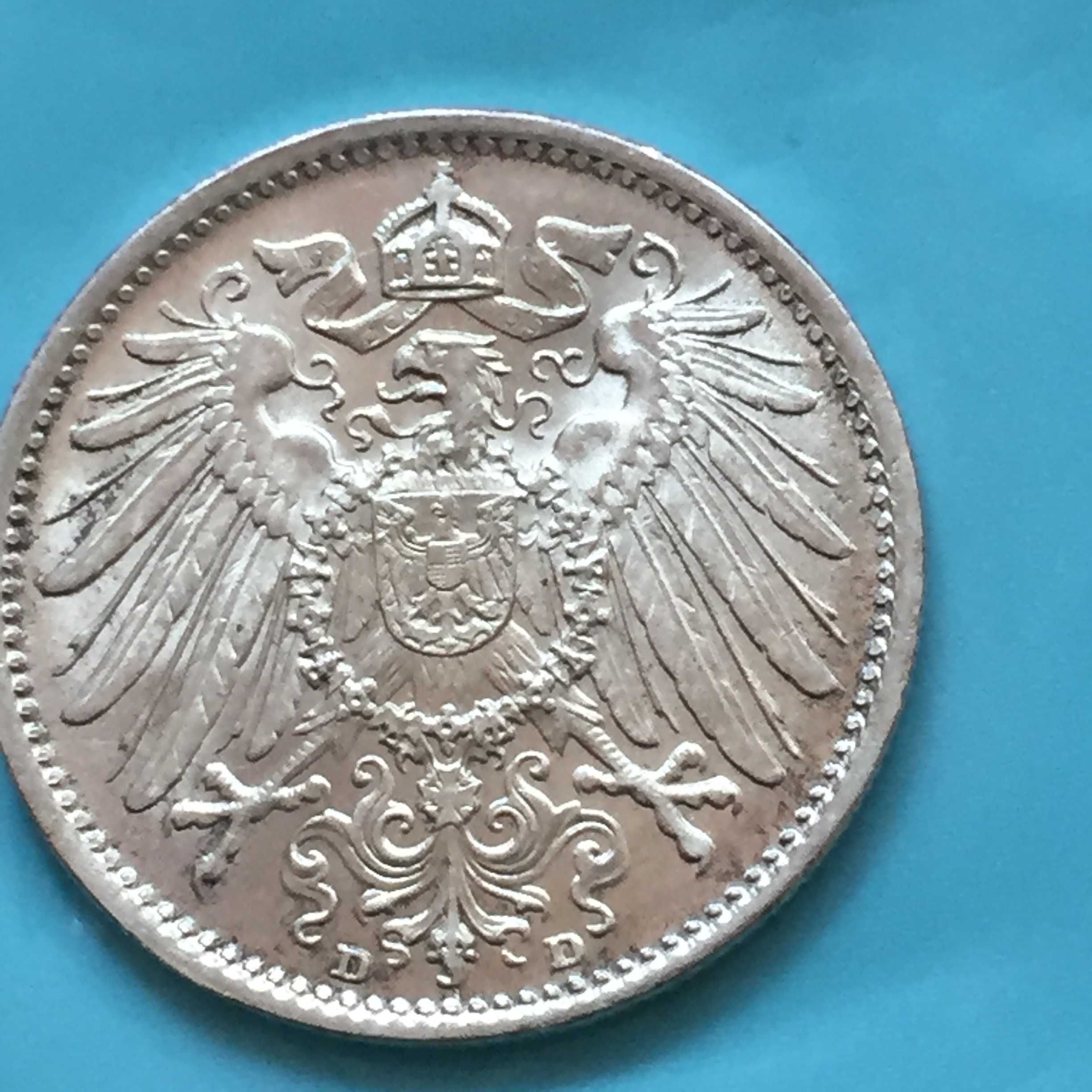 Alemanha 1 Mark 1914-D, prata