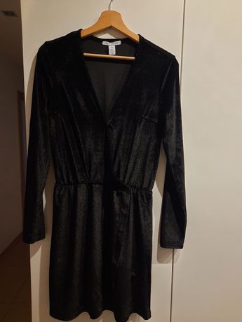 Sukienka czarna NLY TREND 36, welur