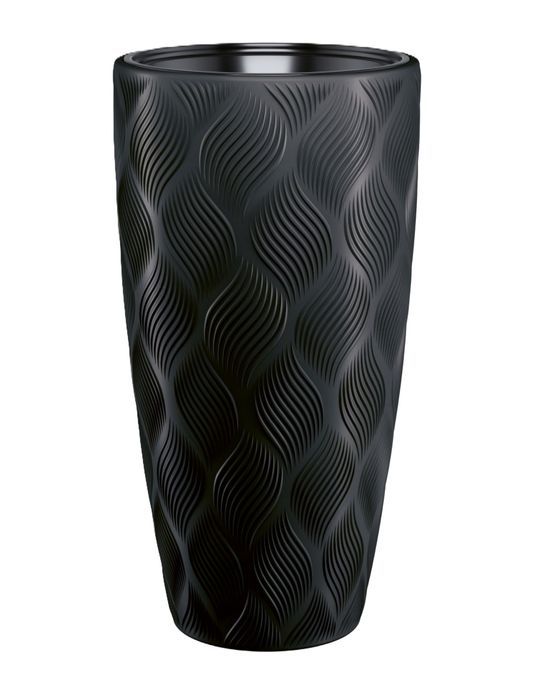 doniczka okrągła flow slim 30 | głęboka czerń