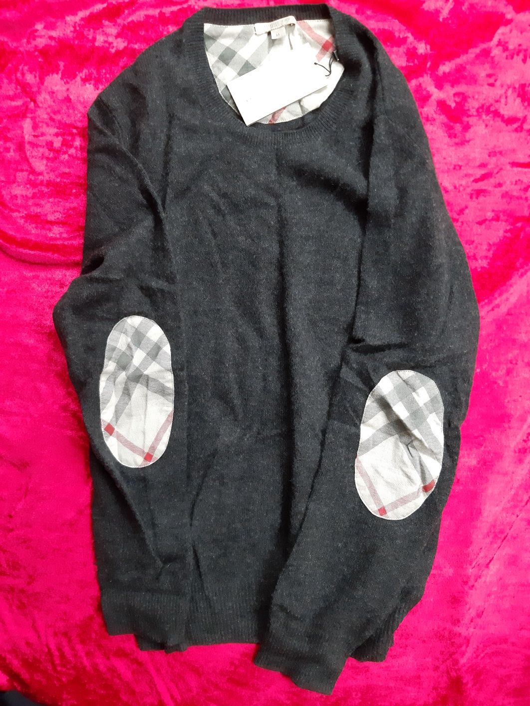Burberry sweter szary L 100% oryg nr seryjny piekny