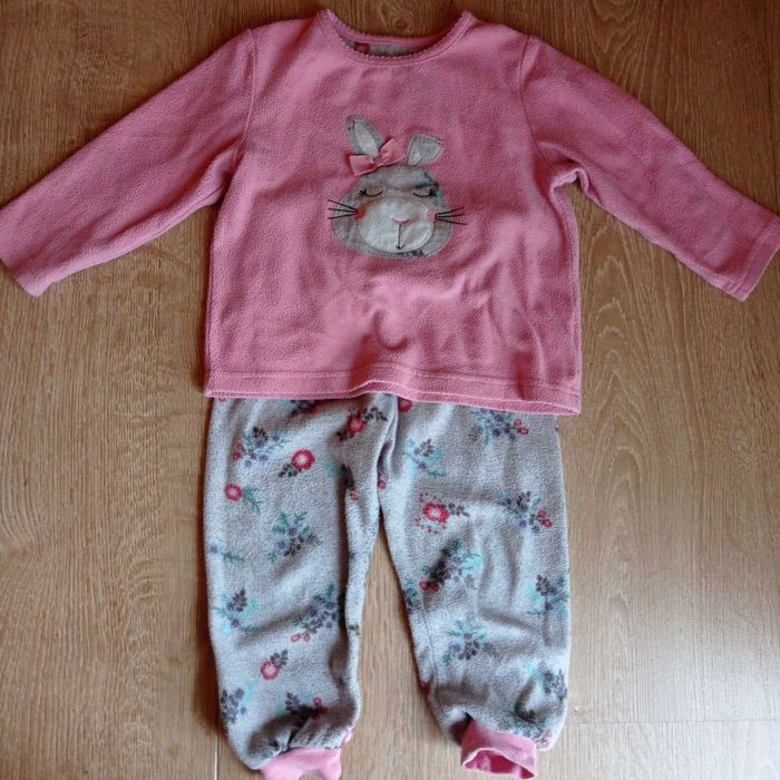 Primark Piżama polar rozm. 98 różowy szary królik 2-3 lata ciepła