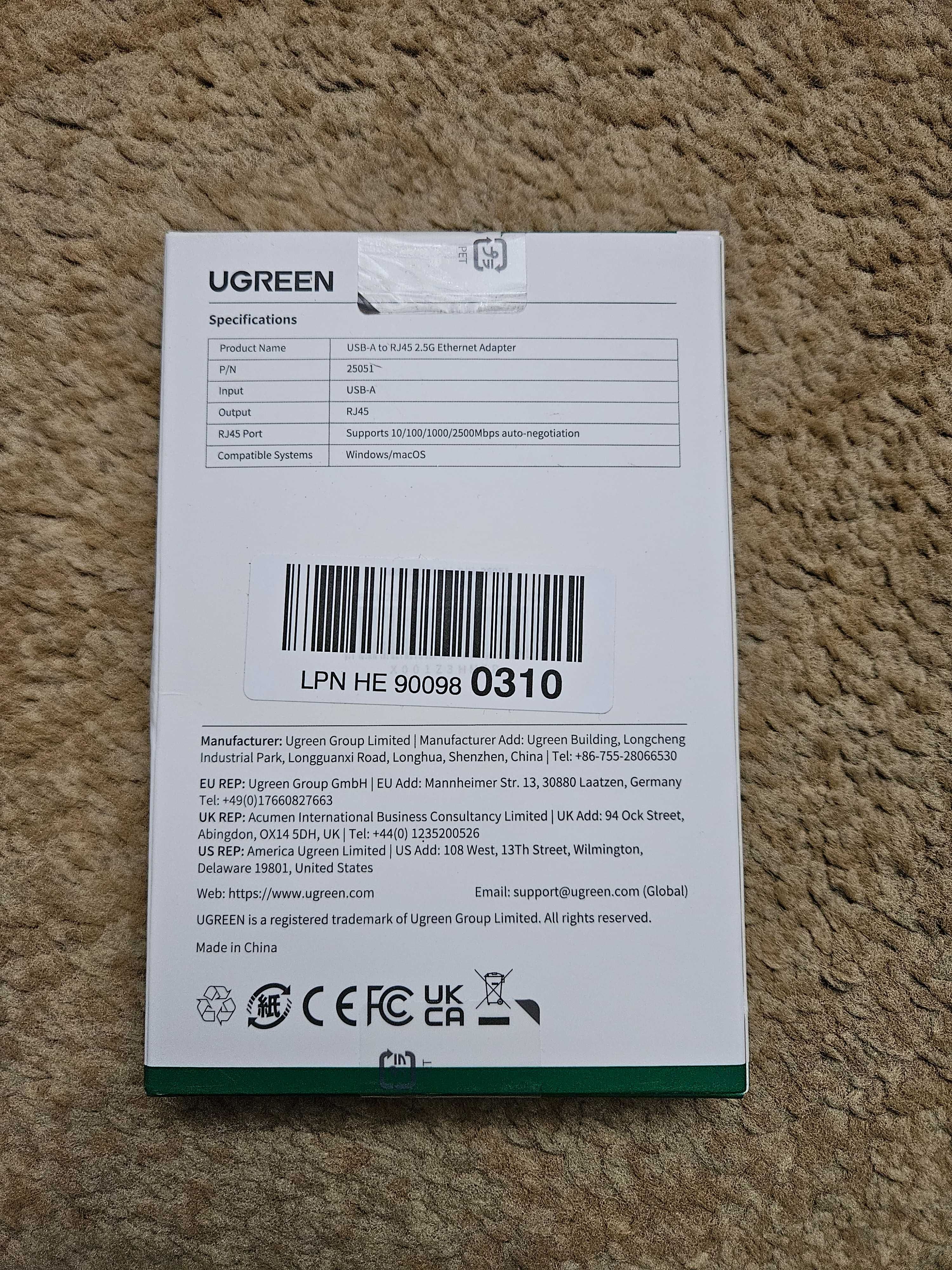 UGREEN Adapter USB 2.5G LAN Ethernet [USB 3.0 na RJ45] [Jak nowy]