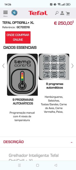 Grelhador TEFAL OptiGrill XL