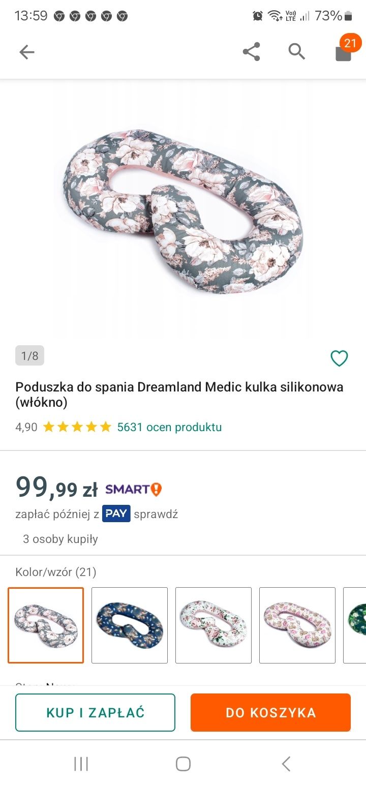 Poduszka do spania dla kobiet w ciąży Dreamland Medic