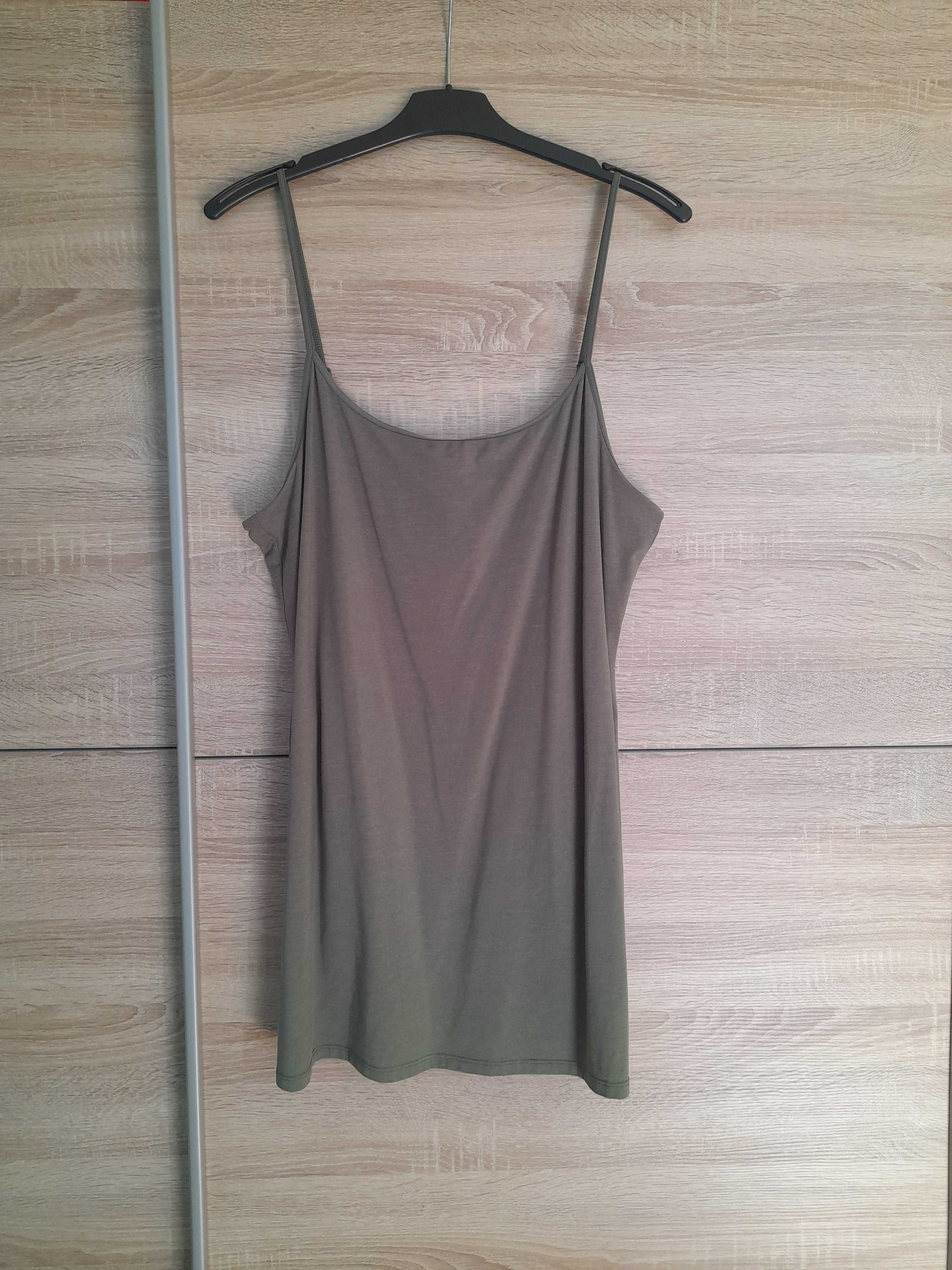 H&M zielona długa bluzka XL tunika krótka sukienka