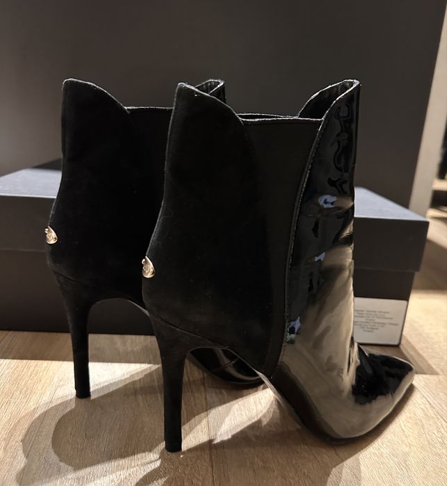 Botki lakierowane liu jo czarne wiosenne zimowe jesienne 39