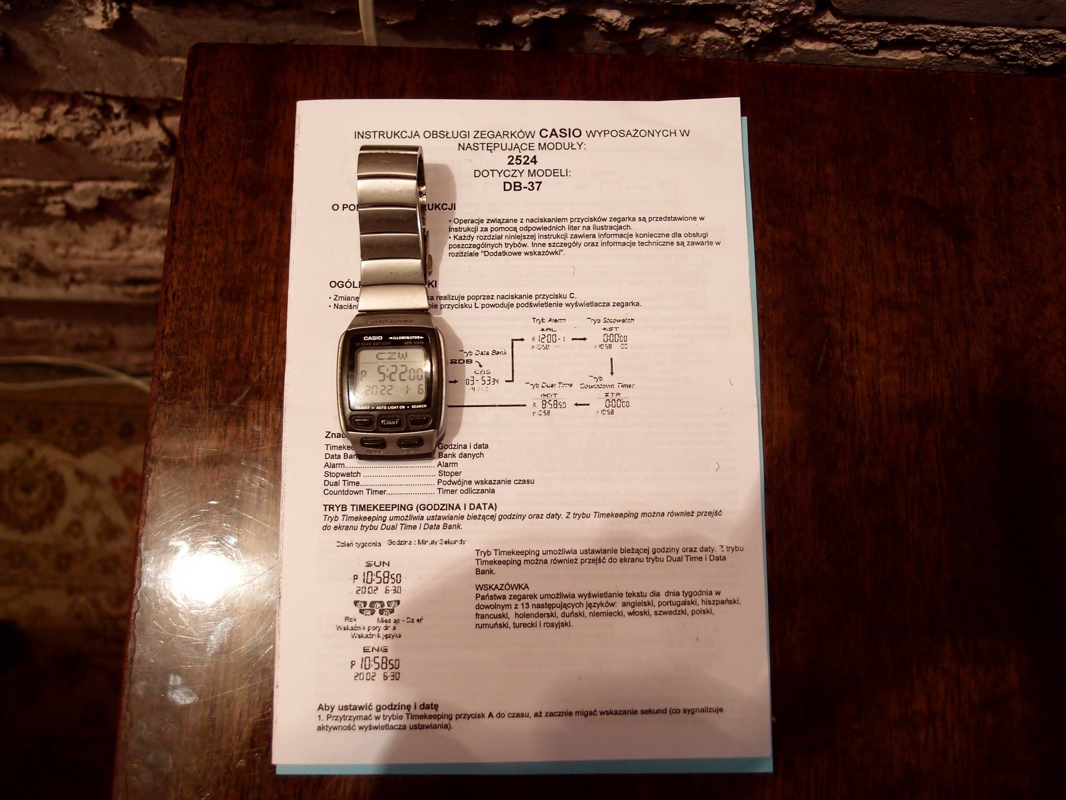 zegarek Casio DB-37H Data Bank produkcja z 2010r
